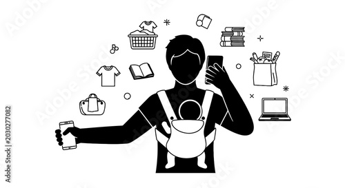 Photos Multitasking Mother with Baby on Body.