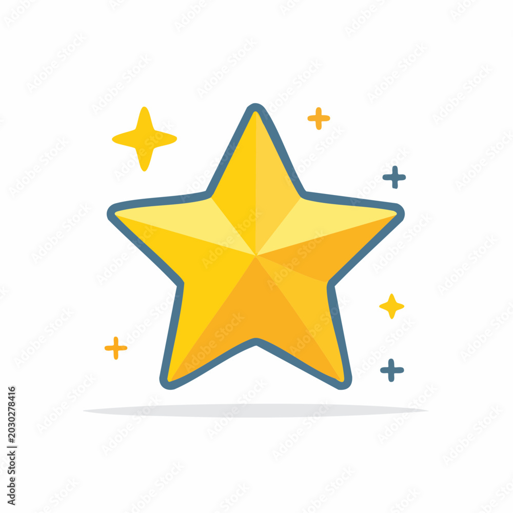 Fototapeta premium Golden Star Icon with Sparkles