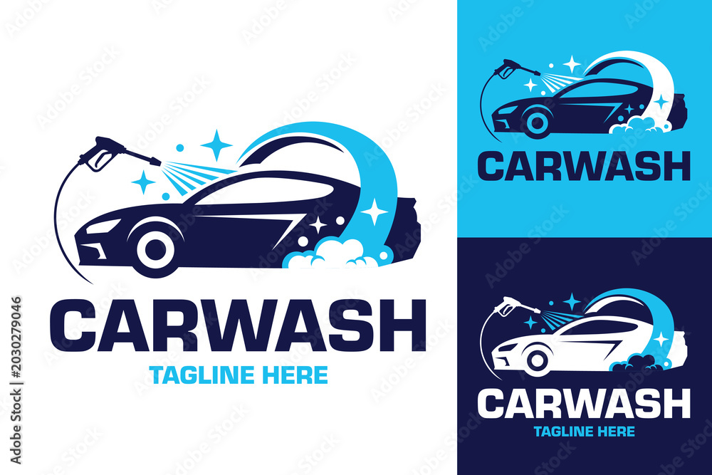Obraz premium Illustration of car wash logo suitable for automotive business.