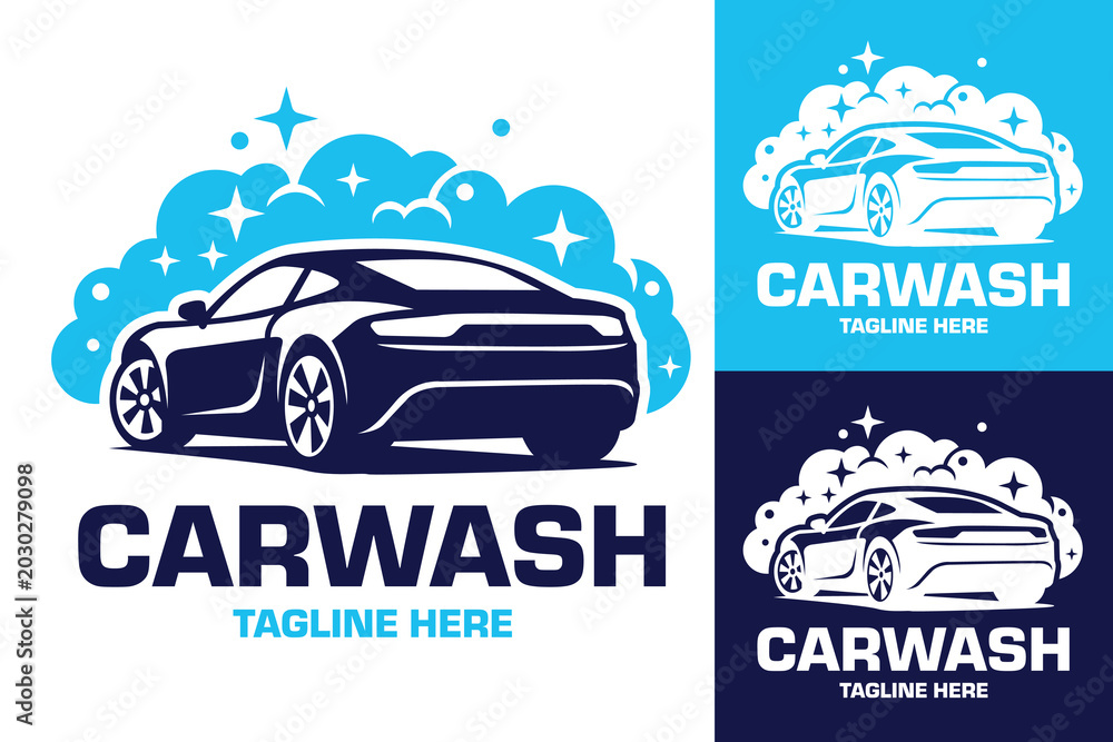 Obraz premium Illustration of car wash logo suitable for automotive business.