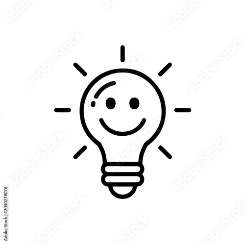 Creative light bulb line icon isolated black outline innovation symbol for new idea inspiration smart thinking education and technology concept design