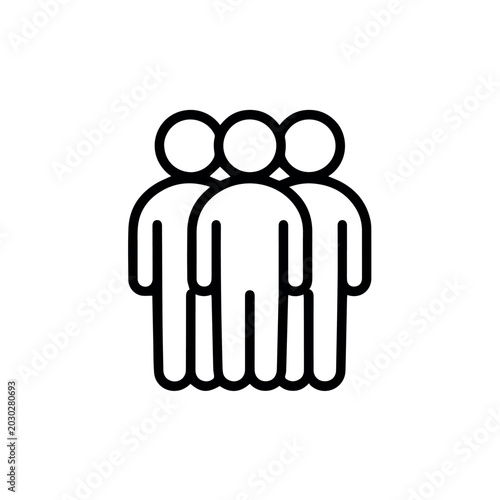 Group of people team line icon isolated simple black outline community leadership teamwork and social organization symbol for business collaboration concept