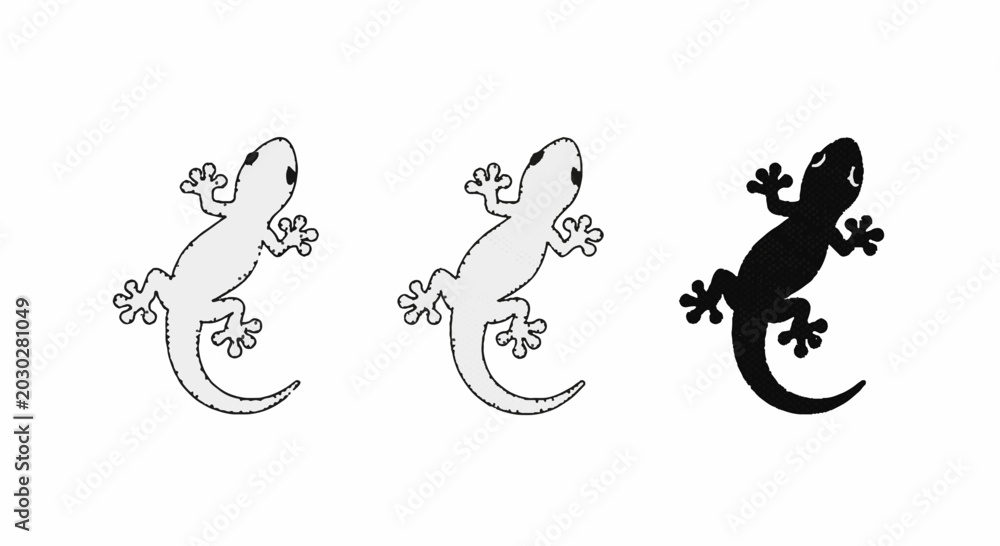 Fototapeta premium Gecko lizard reptile icons in different styles