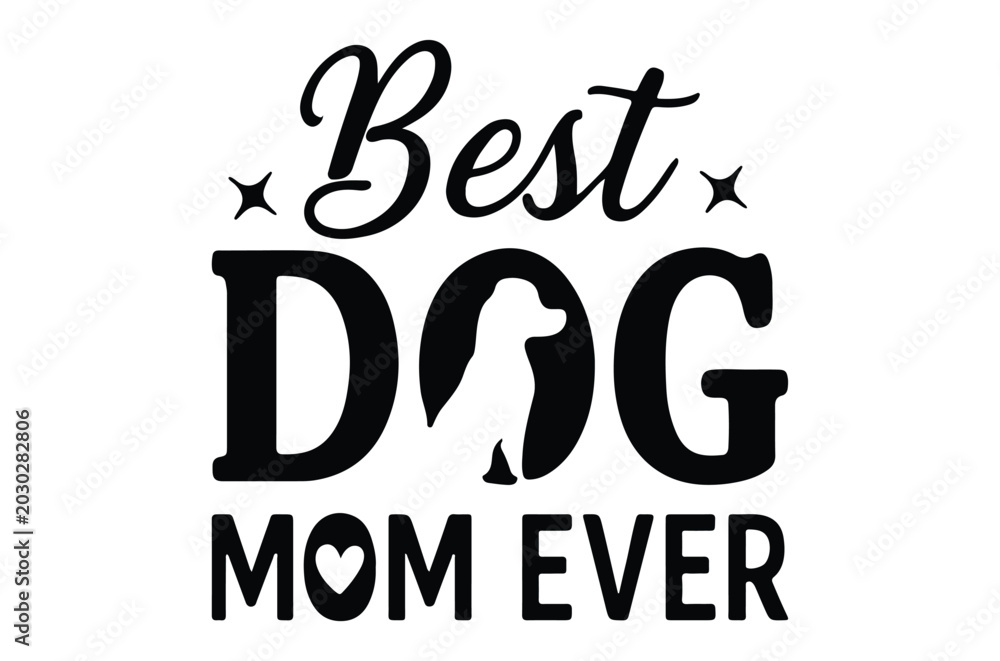 Φωτογραφία dog mom ever lettering with paw print black on white