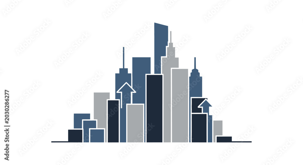 Fototapeta premium City skyline with growing buildings.