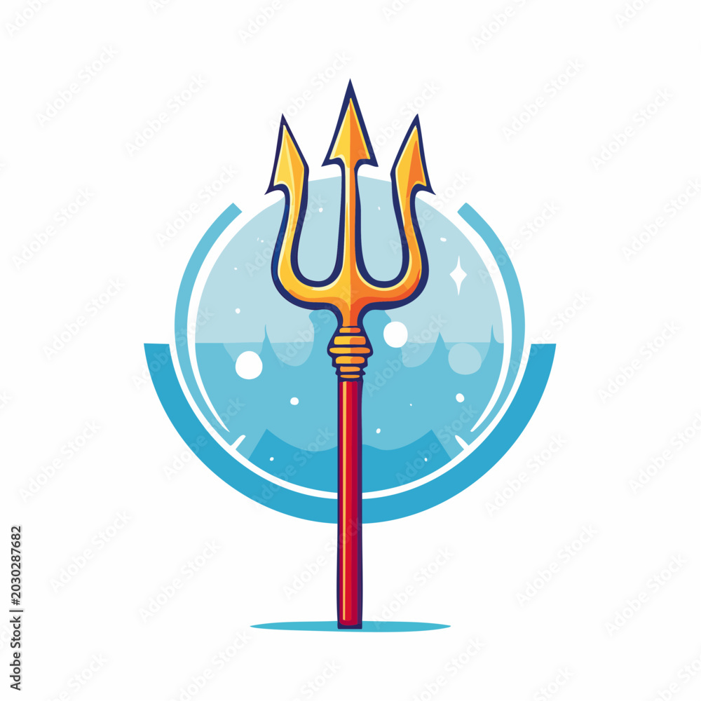 Fototapeta premium Golden Trident with Water Background