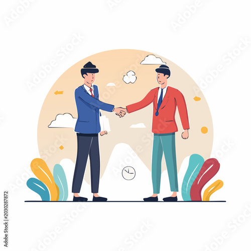 Two businessmen shaking hands in agreement