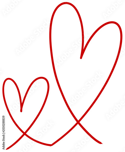 It is a red line drawing of a heart.
