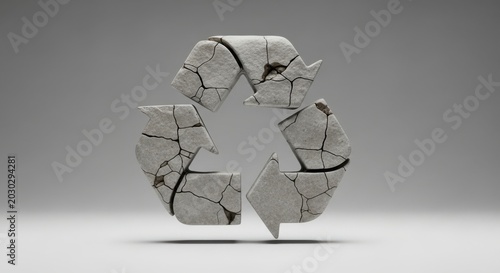 Cracked concrete recycling symbol