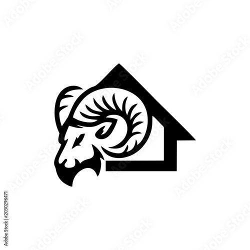 Fotografie Ram Head, Fierce Stare Mascot Front View
