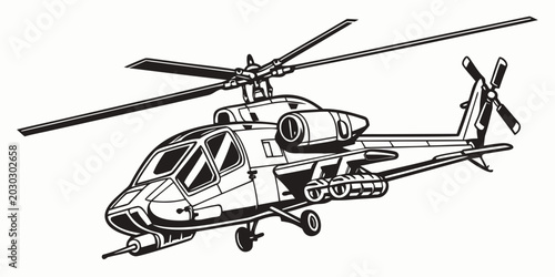 Foto Modern armed military helicopter vector illustration with helicopter military ai