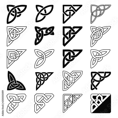 Foto celtic knot corner designs black and white vector illustration