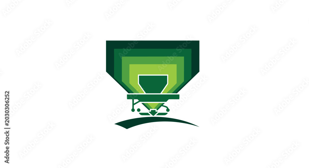 Obraz premium Modern green agricultural sprayer machine vector illustration.