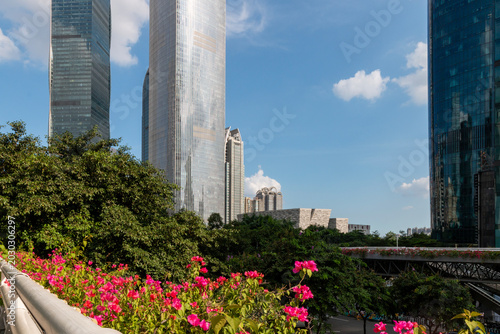modern buildings in guangzhou with blue sky