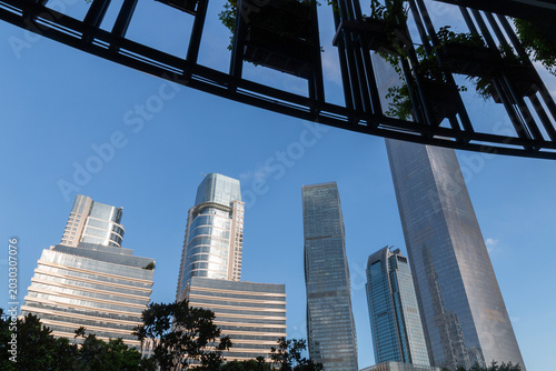 modern office buildings in guangzhou with blue sky 
