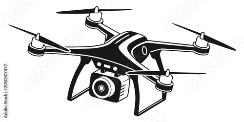 Tableau sur toile Modern quadrocopter camera drone vector illustration with quadrocopter photograp