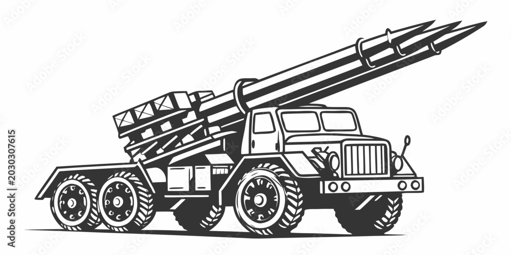 Ταπετσαρία Illustration of a heavy military rocket launcher truck with military launcher ar