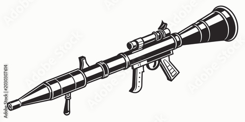 Schilderij op canvas Illustration of a portable rocket-propelled grenade launcher with launcher milit