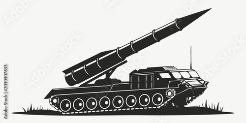 Foto Mobile tactical ballistic missile system on tracked launcher vehicle with launch