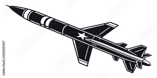 Fotografie Fighter jet air-to-air missile with star insignia graphic aviation aircraft mili