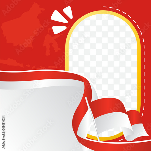 Creative Indonesian republic twibbon frame with decorative festive elements
