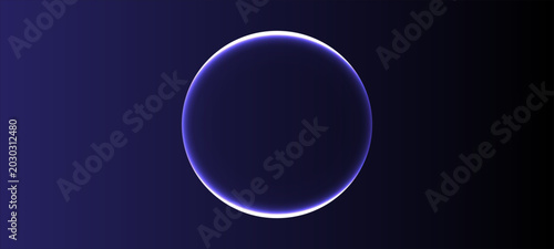 Neon futuristic 3d sphere of blue and purple glowing digital waves and particles.  abstract background with blue circles