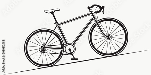 Billede på lærred Minimalist road bicycle illustration on inclined path with transport exercise li