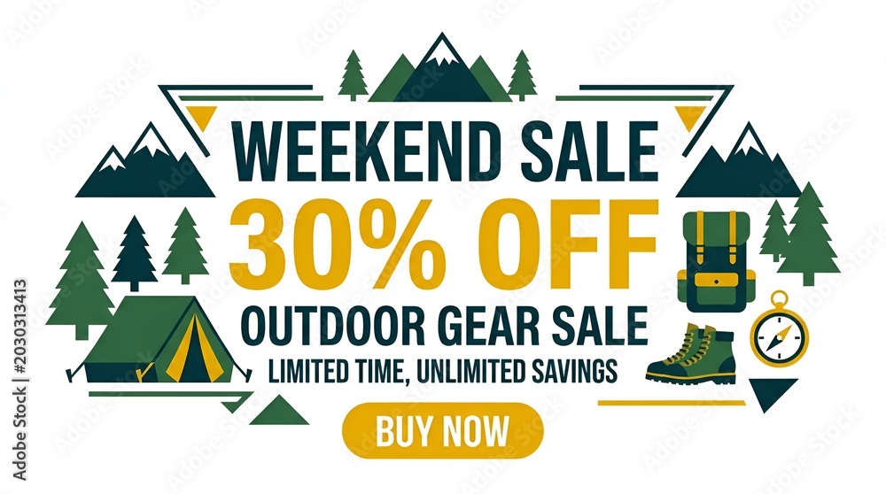 Obraz premium Weekend Outdoor Gear Sale Promotional Graphic Design.