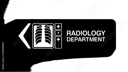 Foto Radiology department sign with x-ray icon and directional arrow x ray black and