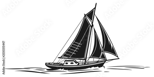 Photos Minimalist graphic icon of a sailboat navigating across waves with sailing boat