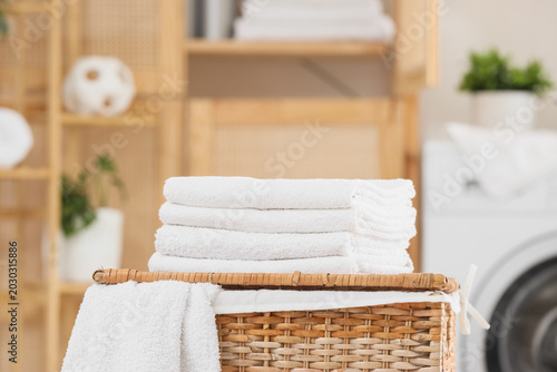 Stack of clean soft towels ...