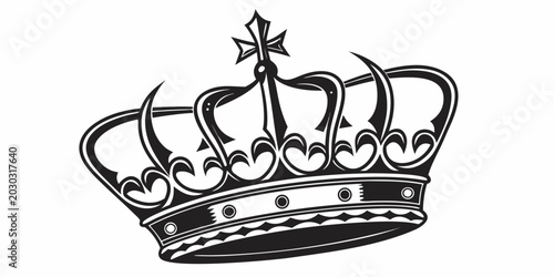 Fotografie Medieval style royal crown vector icon with monarchy heraldry sovereign leadersh
