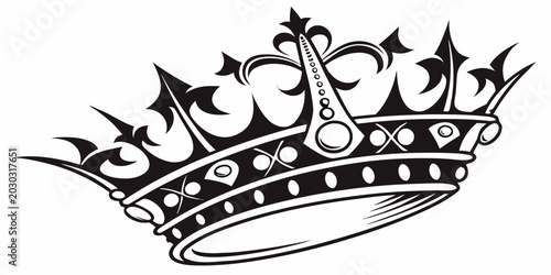 Fotografie Ornate monarchy crown icon in black and white with monarchy heraldry sovereign l