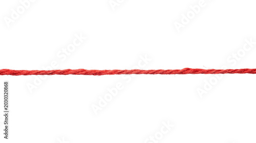 Photos Single straight red cotton rope line stretched horizontally isolated on transparent background for web design