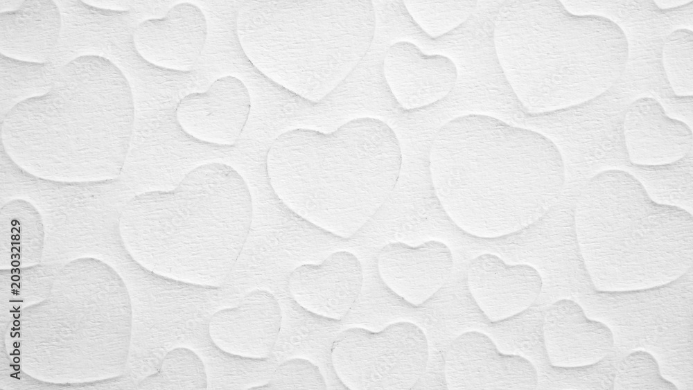 Naklejka premium White embossed heart pattern texture on paper background, elegant minimal love concept