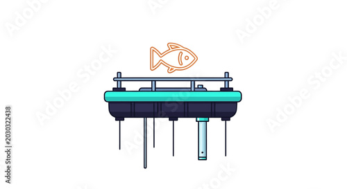 Illustration of electronic component with fish icon symbol.