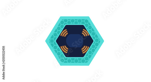 Abstract Geometric Hexagon With Concentric Wave Design Inside.