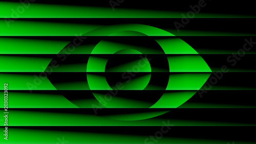 Εκτύπωση καμβά An abstract technology background featuring a futuristic dark green  geometric eye vector illustration with digital wave patterns, light lines for wallpaper and background