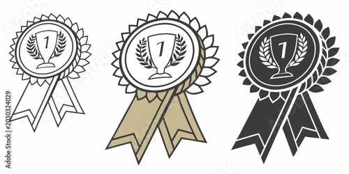 Tableau sur toile Trophy award badges with laurel wreath and ribbon sets achievement collection il
