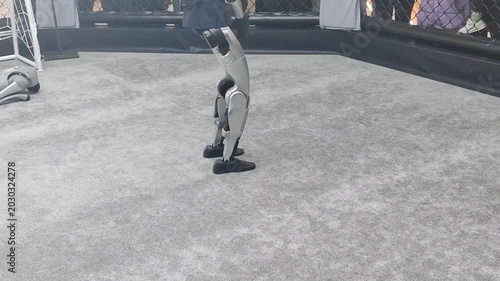 A robot is walking