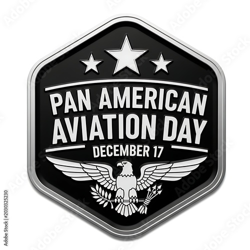 Pan american aviation day badge with an eagle and three stars