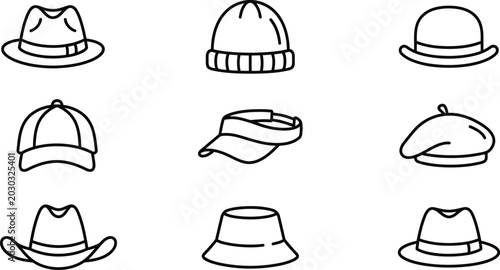 Tableau sur toile Collection of various hats and caps