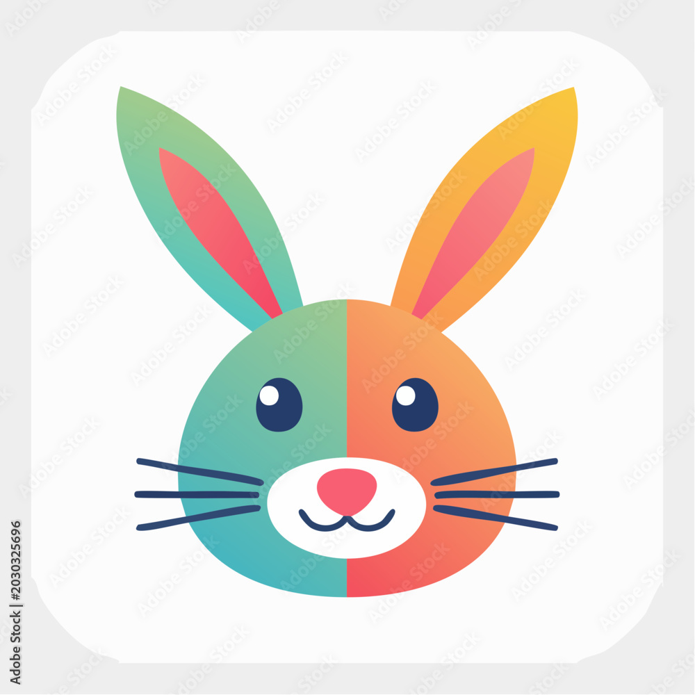 Obraz premium Cute Cartoon Rabbit Face with Gradient Colors