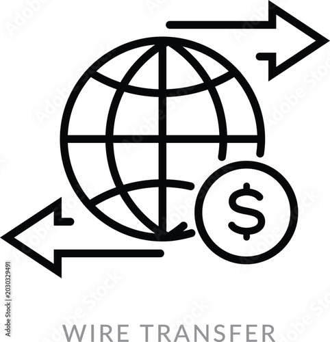 Wire transfer banking and account's icon design.