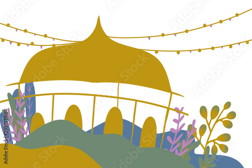 Whimsical Garden Gazebo with String Lights