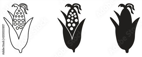 Corn cob icon, Concept for organic product label, harvest and agriculture, eps10 on white background, vector illustration.

