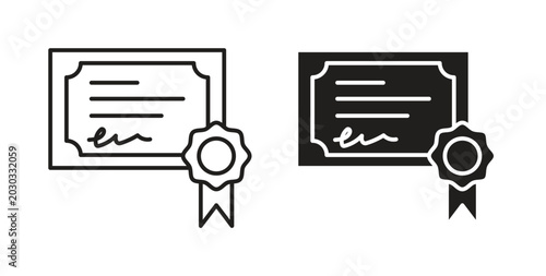 Diploma icon linear pictogram. Editable Stroke. Isolated Vector Illustration.