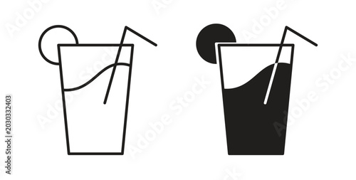 Drink icon linear pictogram. Editable Stroke. Isolated Vector Illustration.
