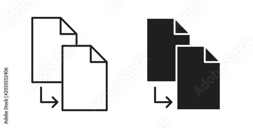 Duplicate icon linear pictogram. Editable Stroke. Isolated Vector Illustration.