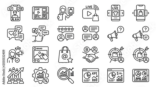 Digital Marketing Icons Set Vector Illustration.